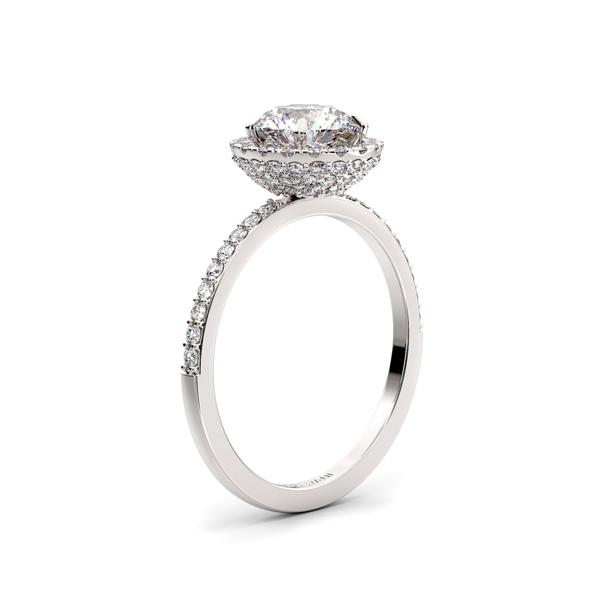 Valentina Round Lab Grown Diamond Halo Engagement Ring IGI Certified-VIRABYANI